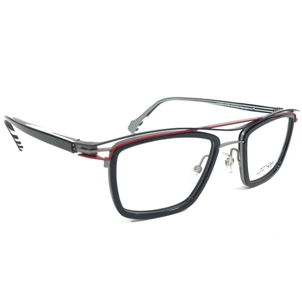 J. F. Rey Eyeglasses Frames JF2964 0030 Black White Red Square 51-19-140